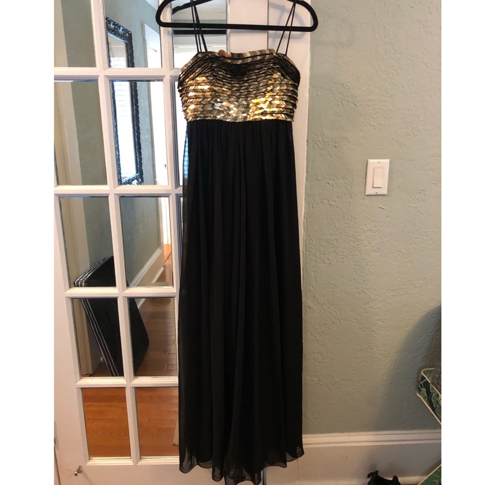 Aidan Mattox Black Sequin Top Gown